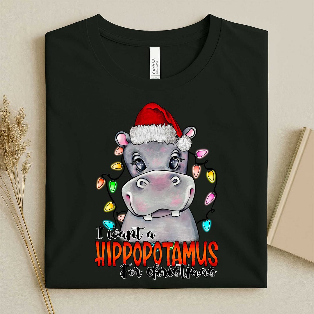 Harry The Hippo Christmas T-Shirt - Image 2