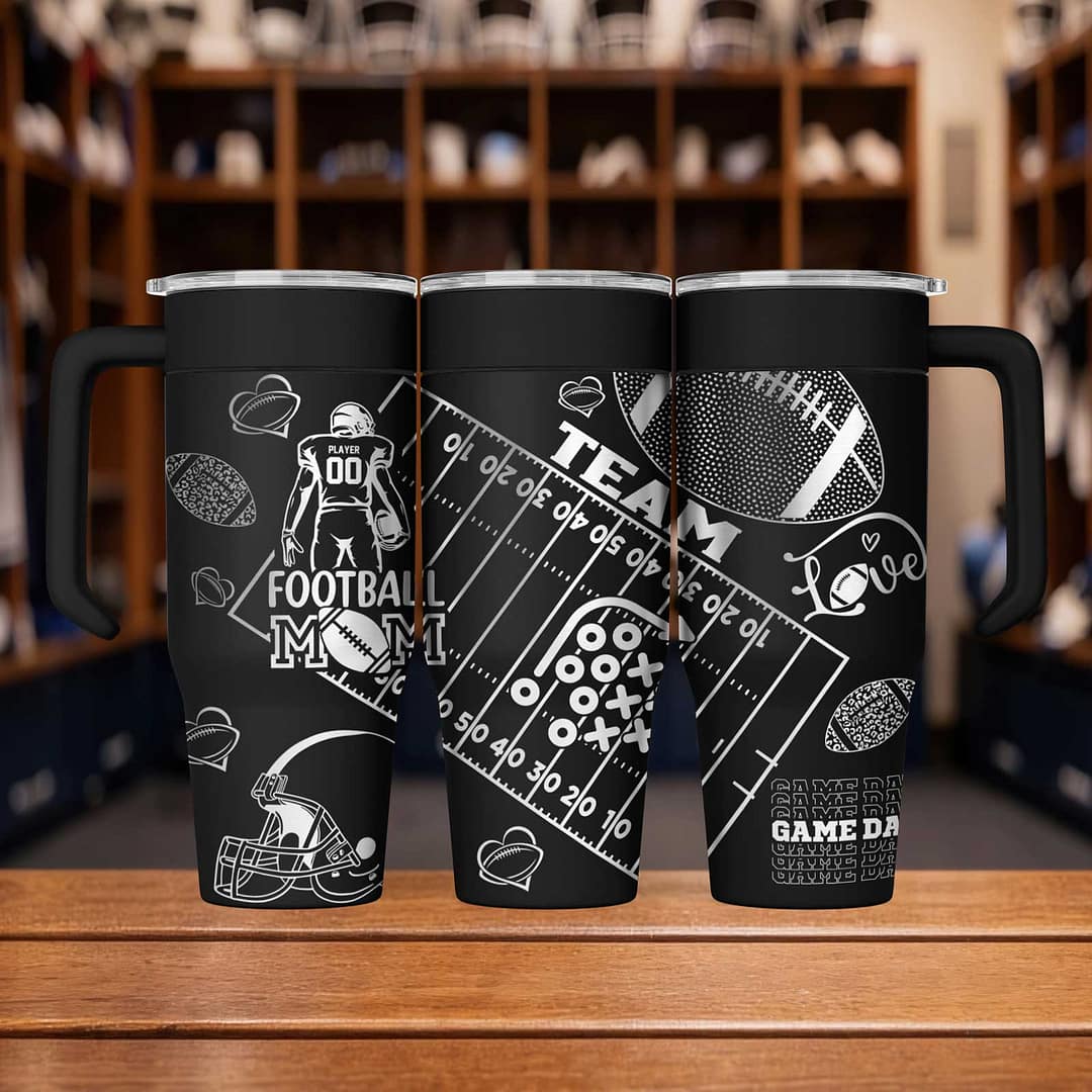 Football Mom Custom Laser Engraved Stainless Steel Tumbler 30oz Of Fun - Image 4