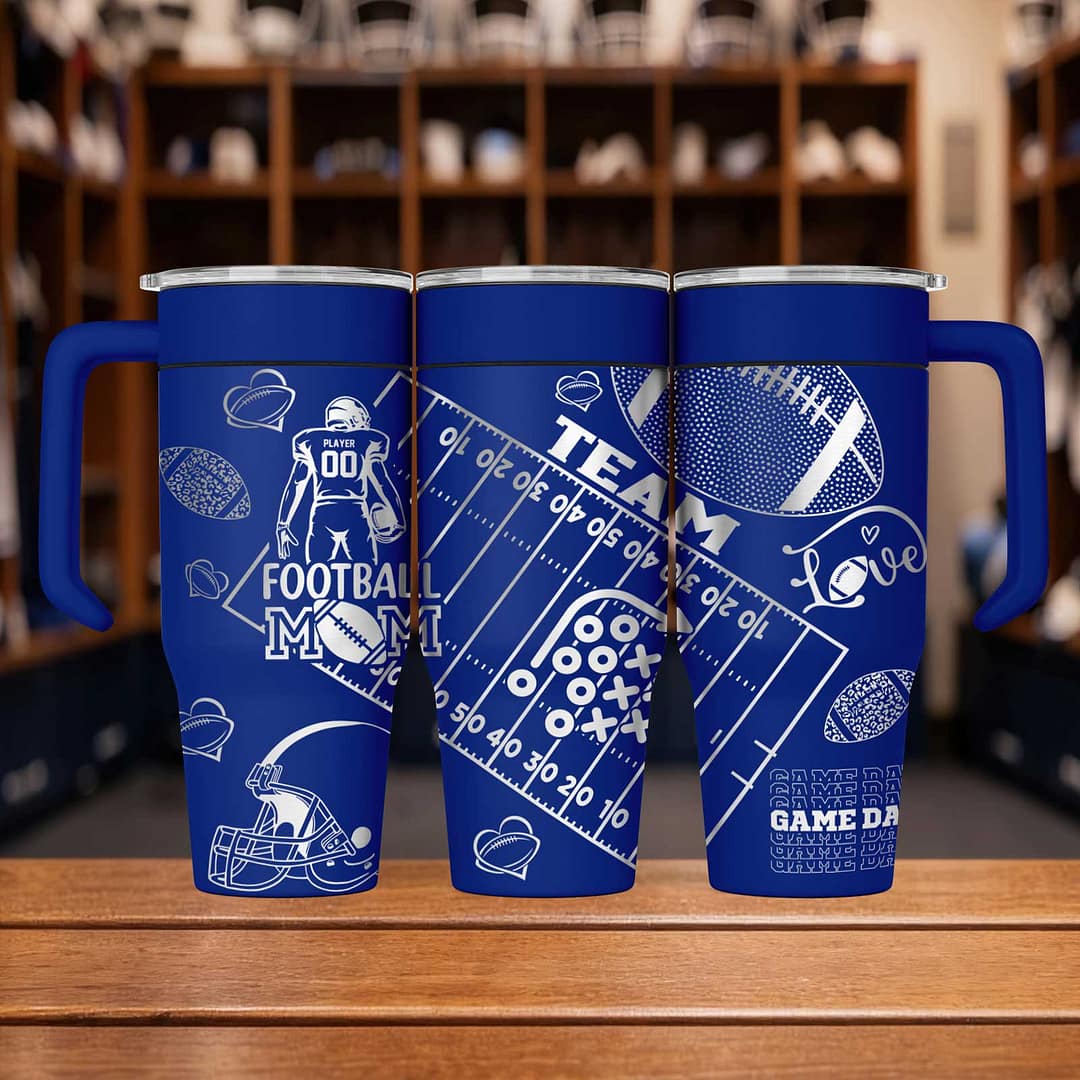 Football Mom Custom Laser Engraved Stainless Steel Tumbler 30oz Of Fun - Image 3