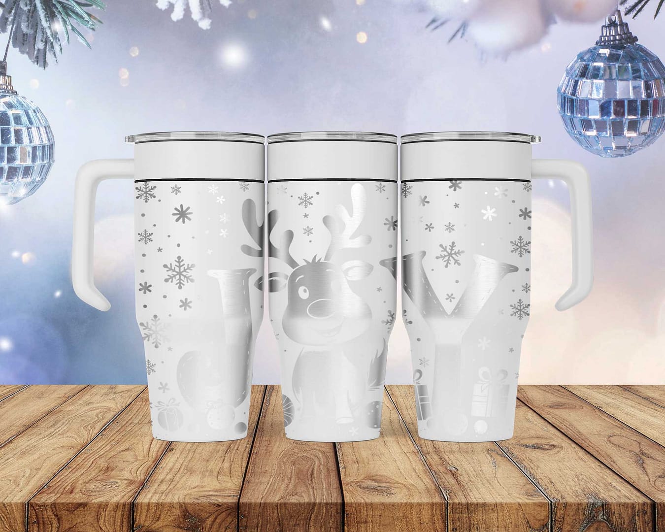 Laser Engraved Christmas Reindeer Joy Tumbler - Image 4