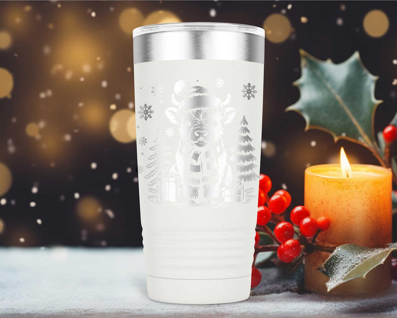 Laser Engraved Christmas Penguin Tumbler - Image 4
