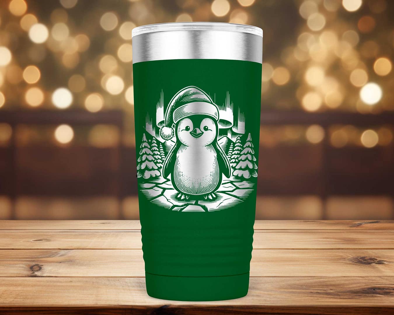 Laser Engraved Christmas Penguin Tumbler - Image 3