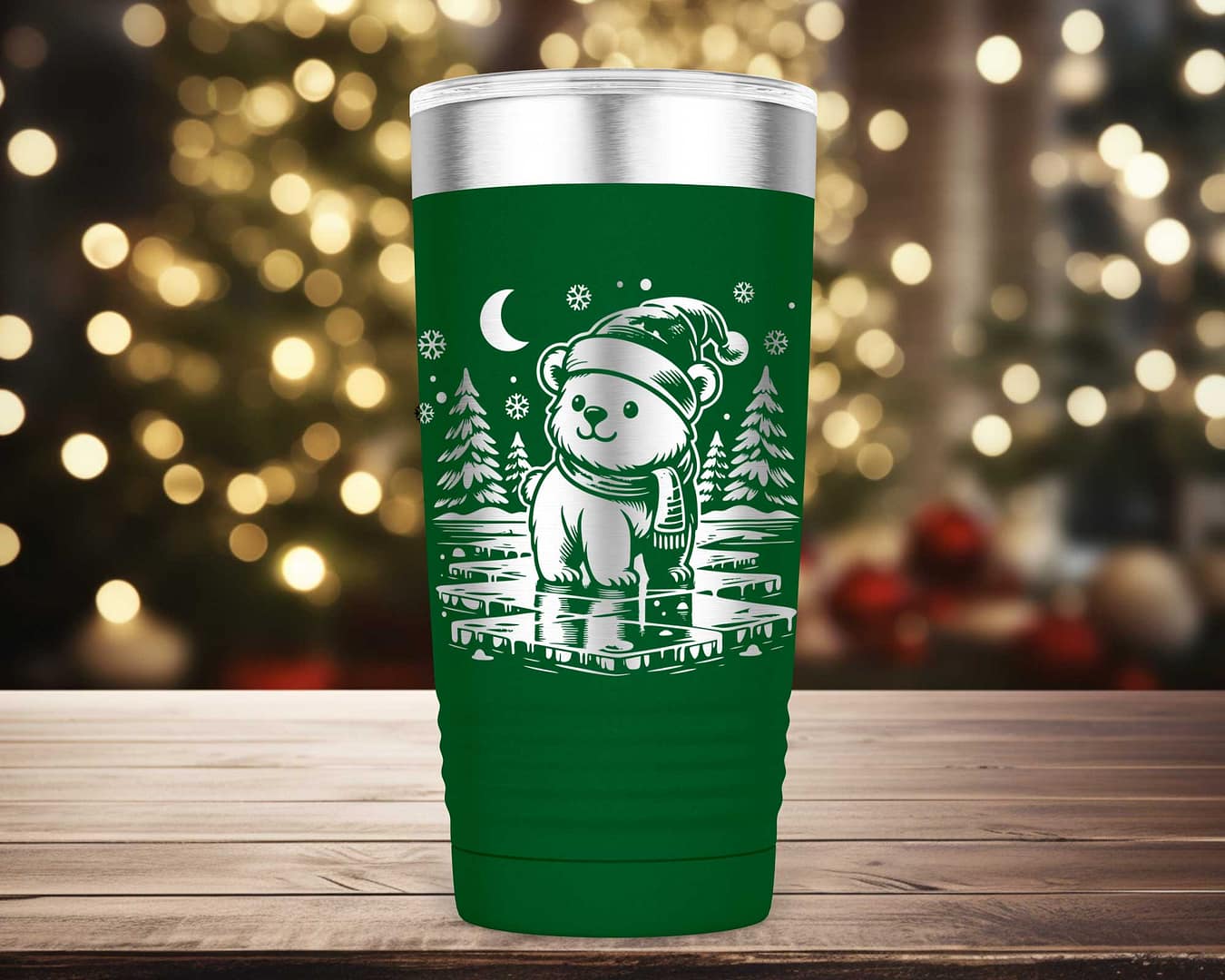 Laser Engraved Christmas Polar Bear Tumbler - Image 2