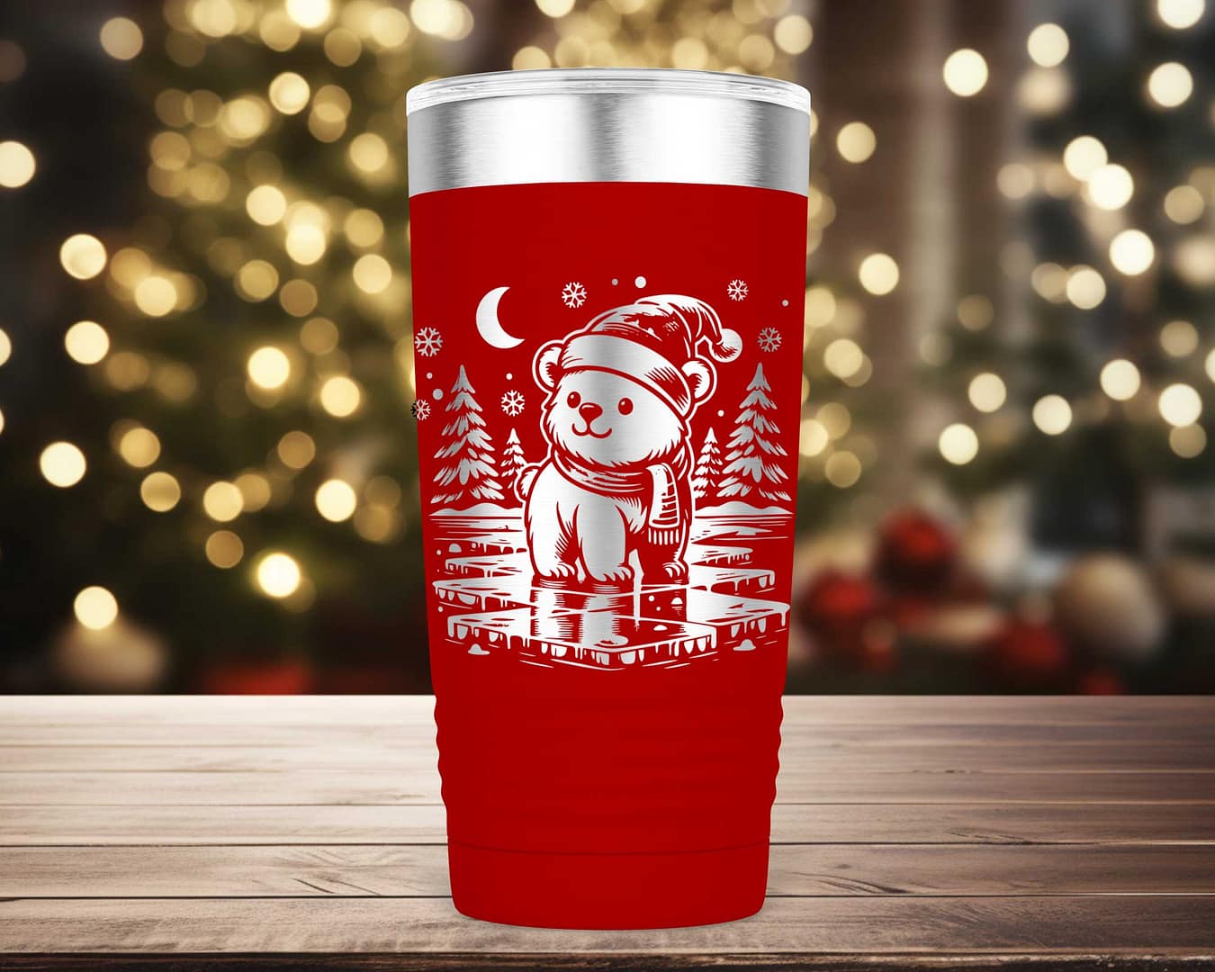 Laser Engraved Christmas Polar Bear Tumbler - Image 3