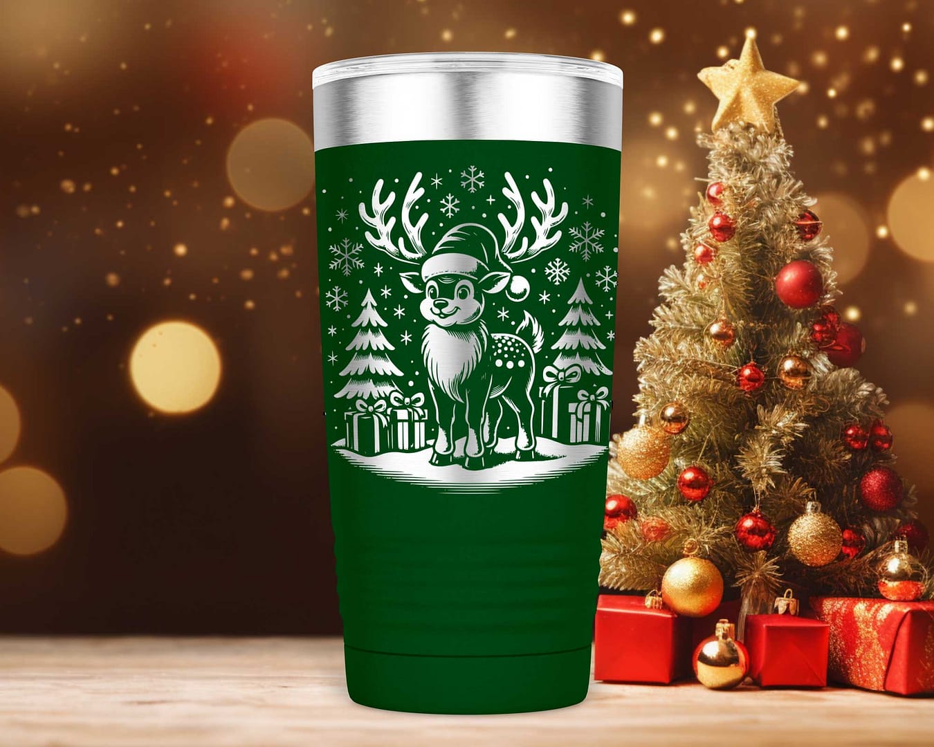 Laser Engraved Christmas Reindeer Tumbler - Image 2