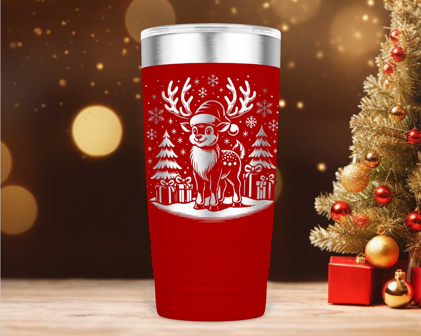 Laser Engraved Christmas Reindeer Tumbler - Image 3