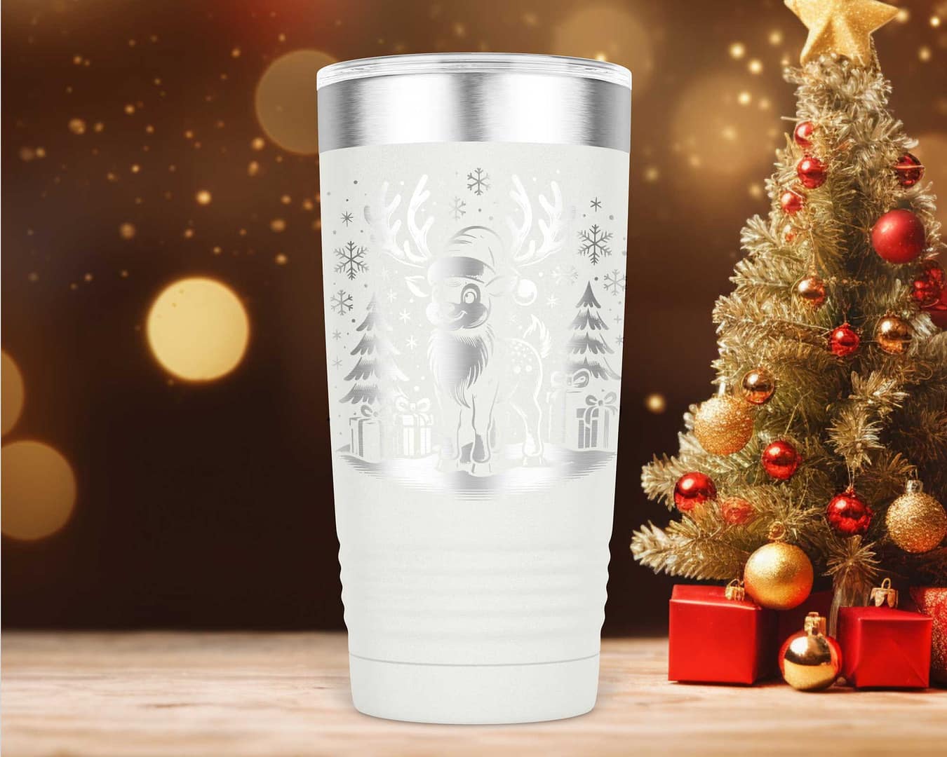 Laser Engraved Christmas Reindeer Tumbler - Image 4