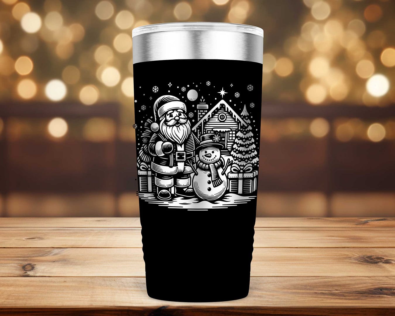 Laser Engraved Santa and Snowman Christmas Tumbler