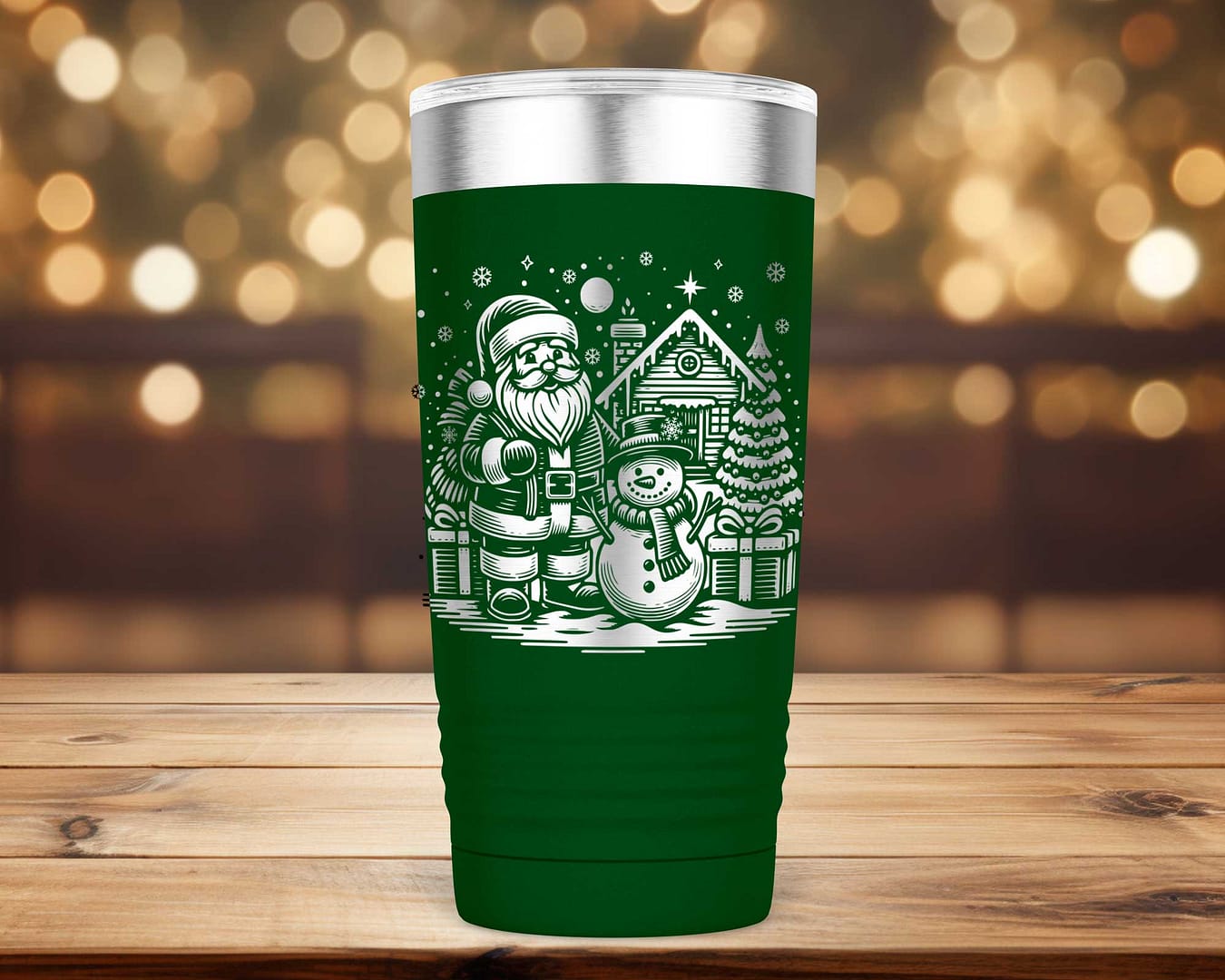 Laser Engraved Santa and Snowman Christmas Tumbler - Image 2