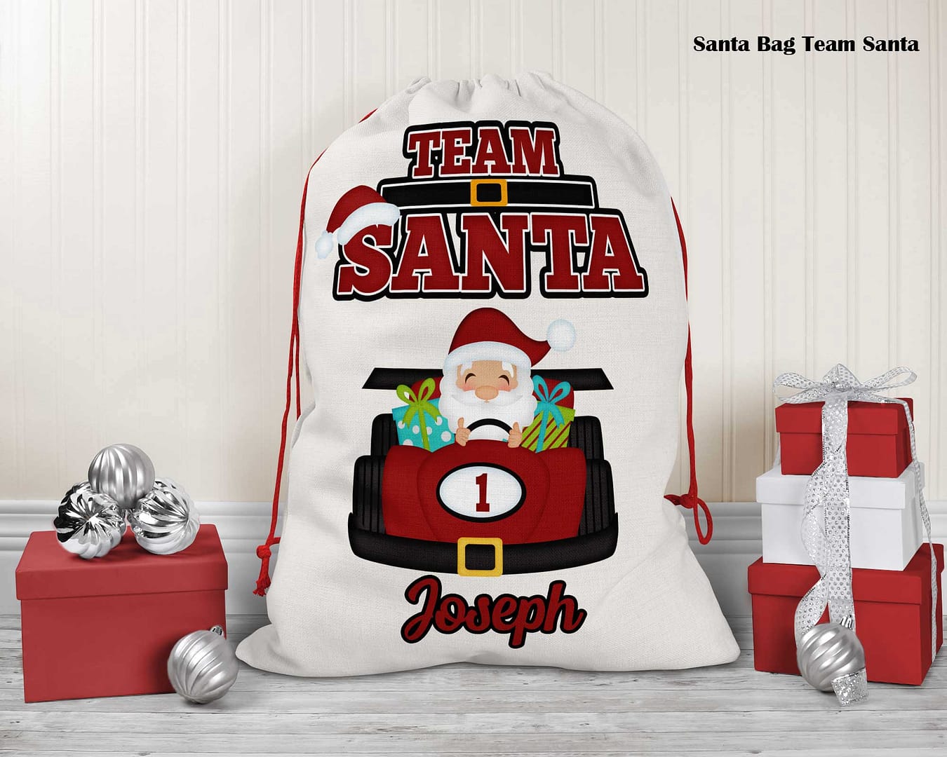 Christmas Santa Sack Team Frosty, Rudolph and Santa - Image 3