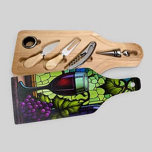 Glass sublimated Wine and Cheese Board