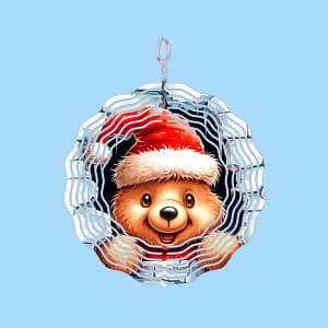 Christmas Golden Bear 3D Garden Wind Spinner.