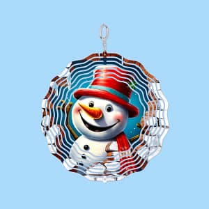 Christmas Frosty Snowman 3D Wind Spinner For The Garden.