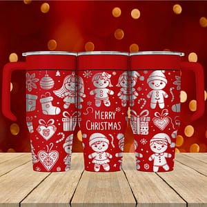 Laser Engraved Christmas Gingerbread Tumbler
