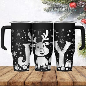 Laser Engraved Christmas Reindeer Joy Tumbler