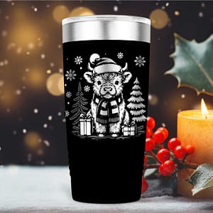 Laser Engraved Christmas Highland Cow Tumbler