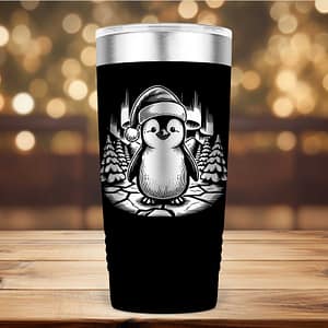 Laser Engraved Christmas Penguin Tumbler