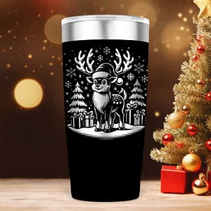 Laser Engraved Christmas Reindeer Tumbler