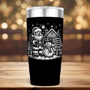 Laser Engraved Santa and Snowman Christmas Tumbler