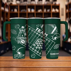 Football Mom Custom Laser Engraved Stainless Steel Tumbler 30oz Of Fun