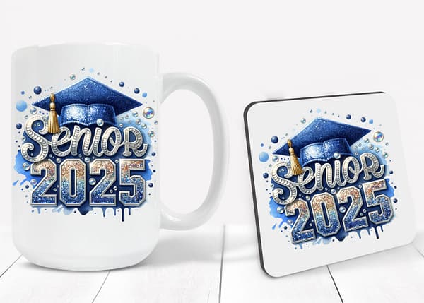 Graduation 2025 Sequin Coffee Mugs