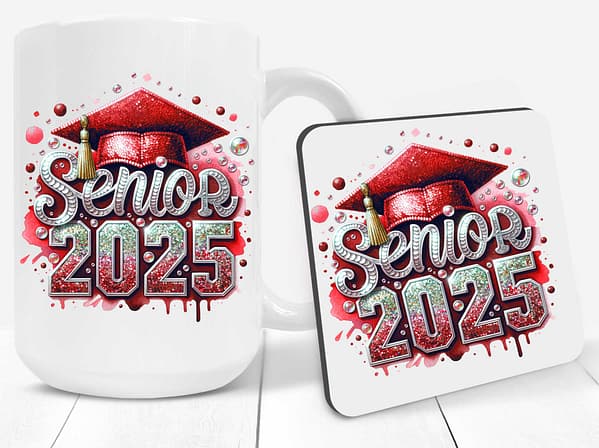 Graduation 2025 Sequin Coffee Mugs - Image 3