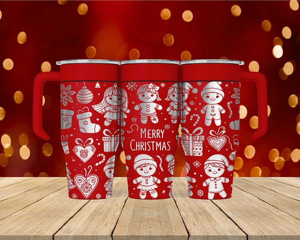 Laser Engraved Christmas Gingerbread Tumbler