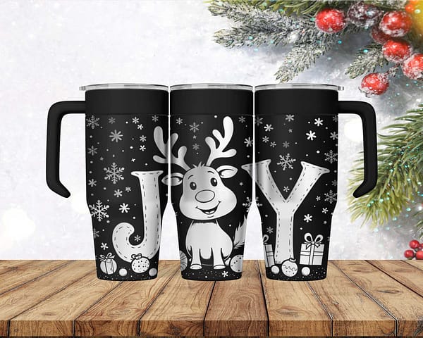 Laser Engraved Christmas Reindeer Joy Tumbler