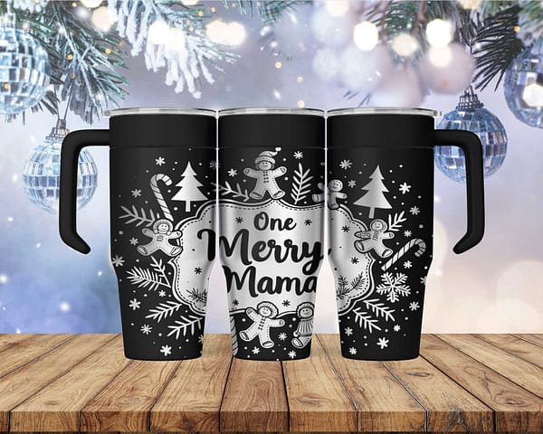 Laser Engraved One Merry Mama Christmas Tumbler