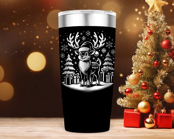 Laser Engraved Christmas Reindeer Tumbler