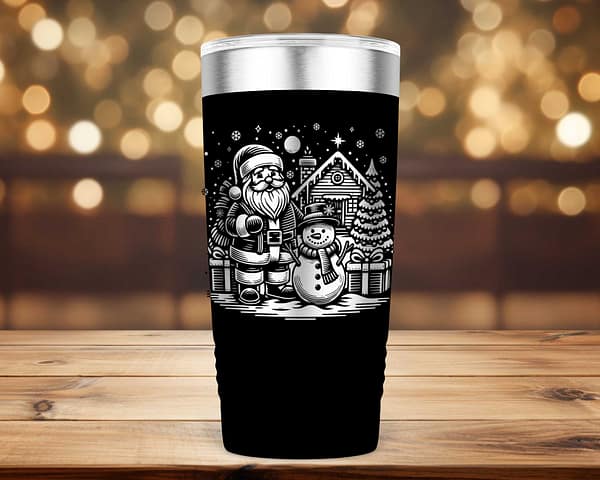 Laser Engraved Santa and Snowman Christmas Tumbler