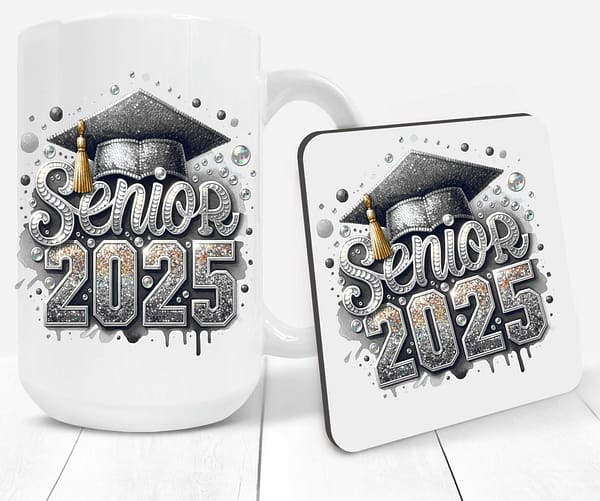 Graduation 2025 Sequin Coffee Mugs - Image 2