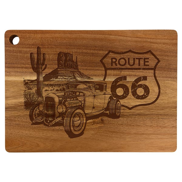 Route 66 Custom Laser Engraved Acacia Wood Cutting Board