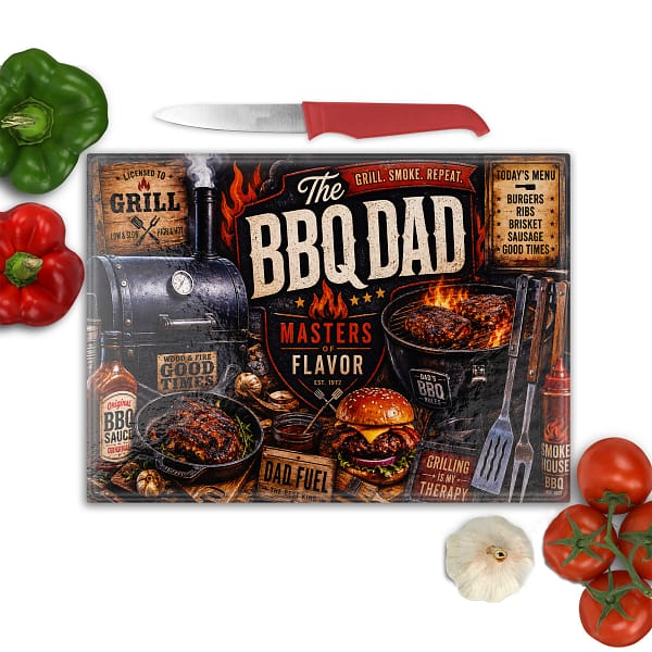 BBQ Dad Custom Sublimated Glass Cutting Board