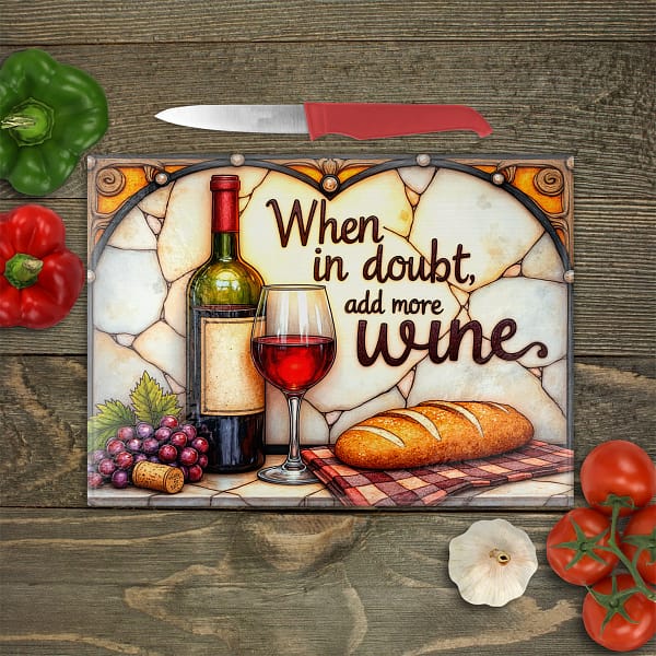 When In Doubt Add More Wine Custom Sublimated Glass Cutting Board