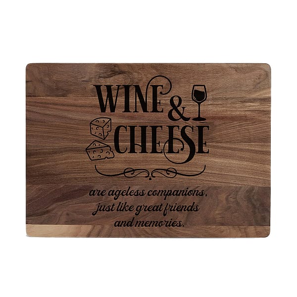 Wine & Cheese Custom Laser Engraved Walnut Cutting Board
