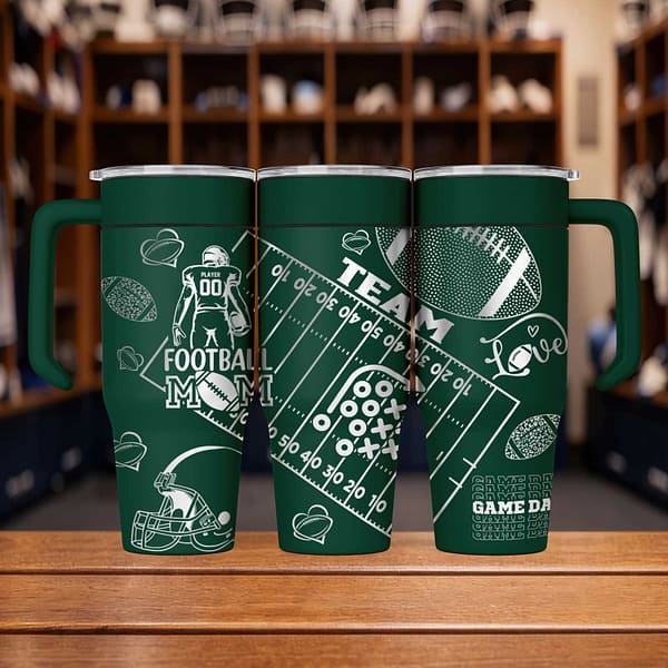 Football Mom Custom Laser Engraved Stainless Steel Tumbler 30oz Of Fun