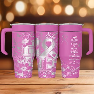 Breast Cancer Awareness Custom Laser Engraved Tumbler